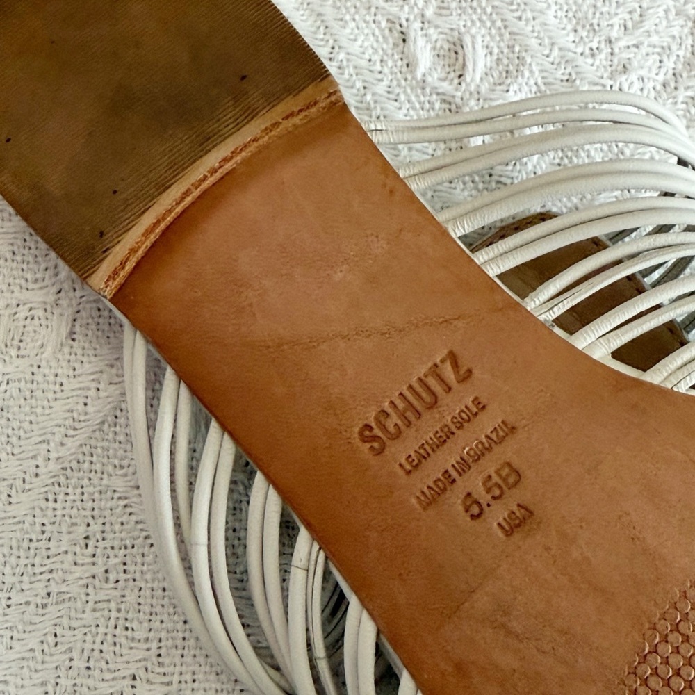 SCHUTZ Rosalyn Point Toe White Woven Mules - Picture 6 of 7